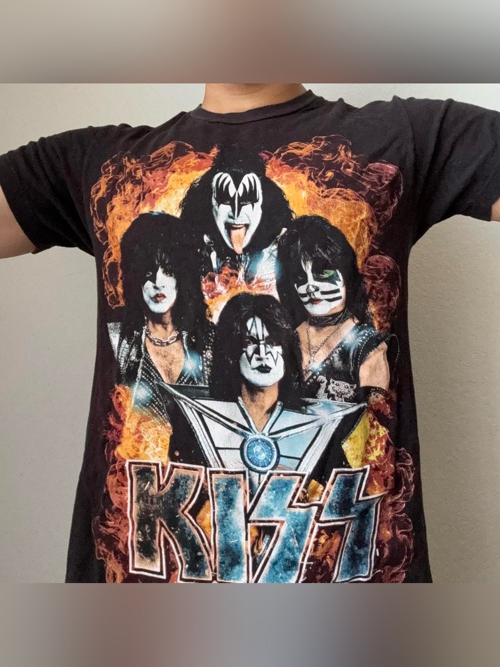 Vintage 2000s Kiss 'End of the Road' AOP Graphics Black Tee Shirt